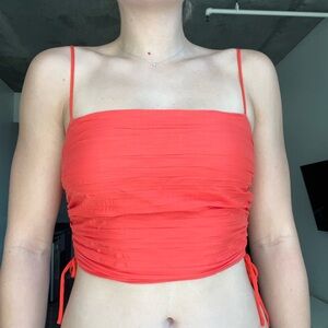 Urban Outfitters Orange Red Ruched Crop Top
